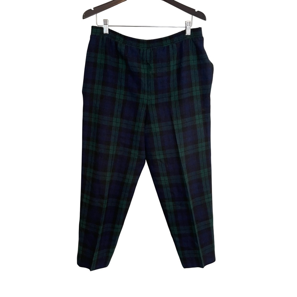 Vintage The Tog Shop Watch Plaid Tapered Pants Green Navy Blue Size 12